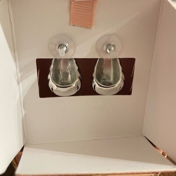 NEW House of Harlow 1960 Silver Hallow Water Drop Earrings - Picture 4 of 6